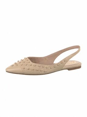Tod's Beige Studded Pointed Slingback Flats